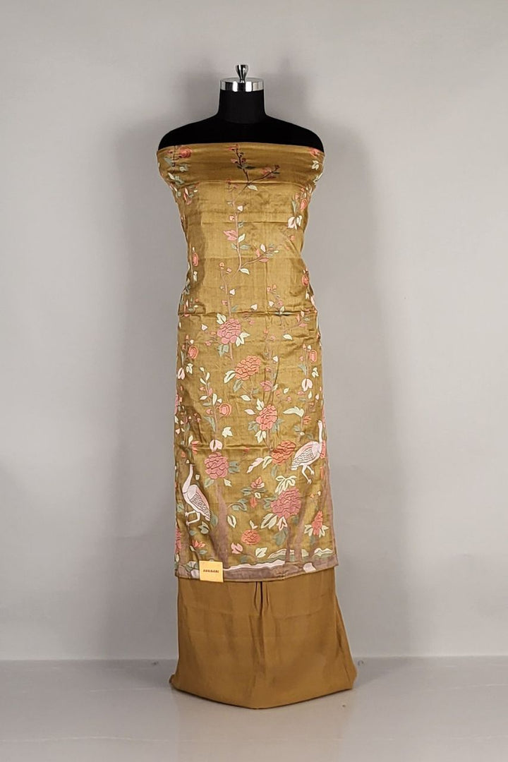 Tussar Silk Unstitched Suit Piece with Dupatta