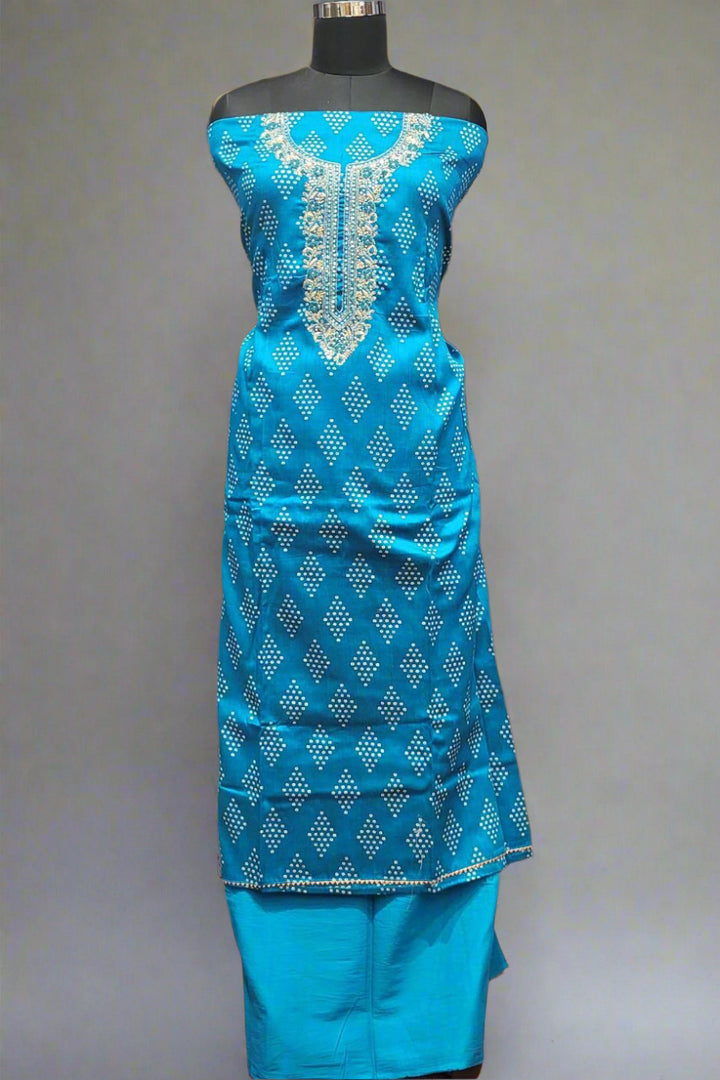 Embroidered Salwar Suit Piece With Dupatta