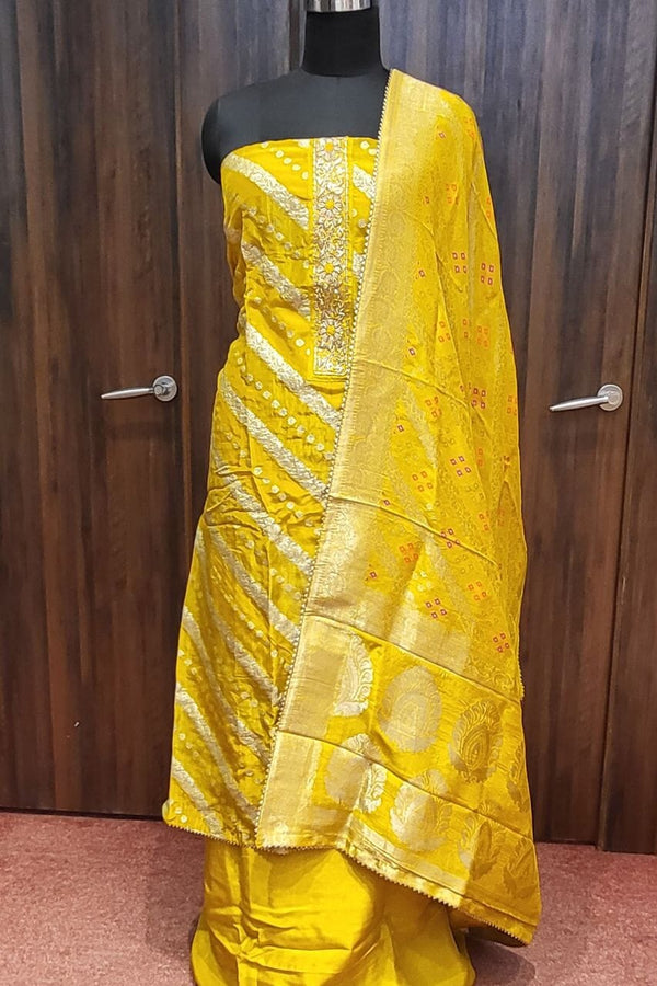 Unstitched Suit Piece In Chanderi Silk