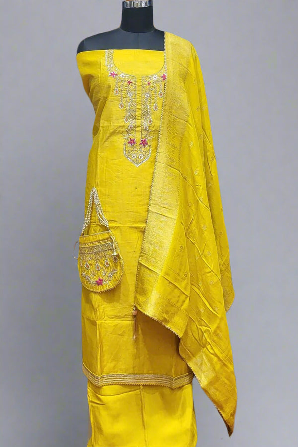 Unstitched Salwar Suit Piece- Chanderi Silk
