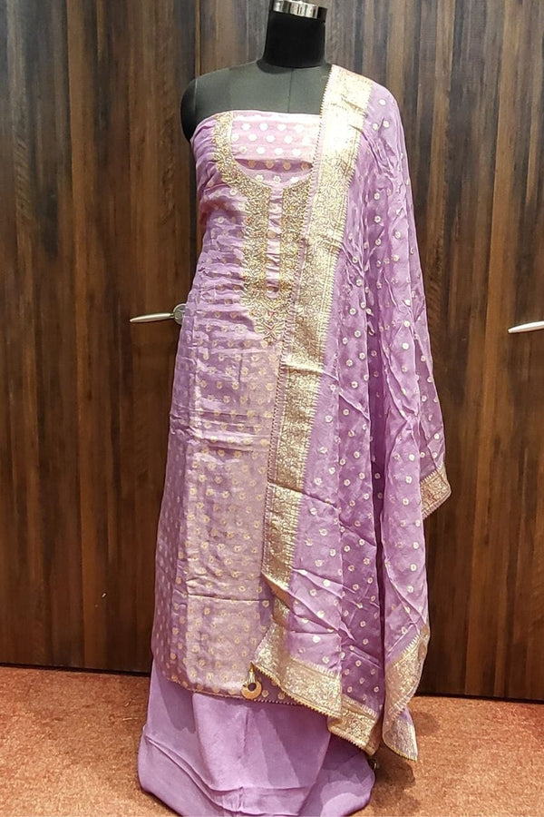 Unstitched Suit Piece Set In Tissue