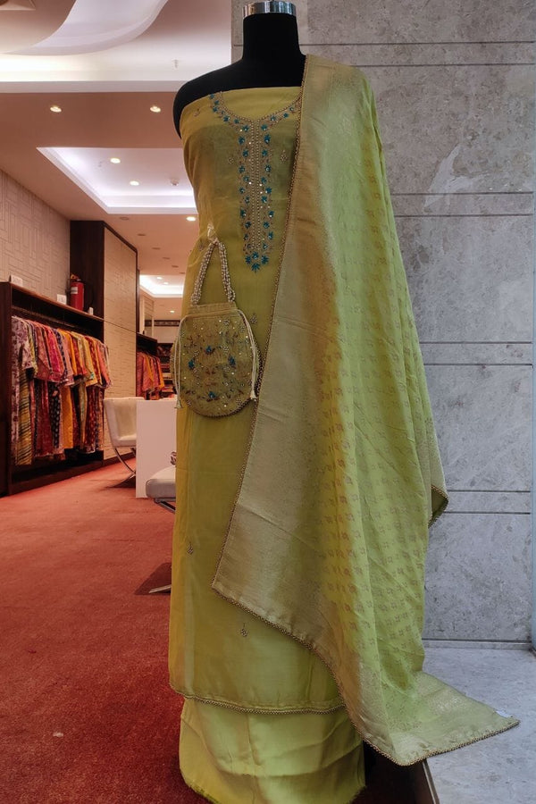 Unstitched Suit Piece With Embroidered Yoke