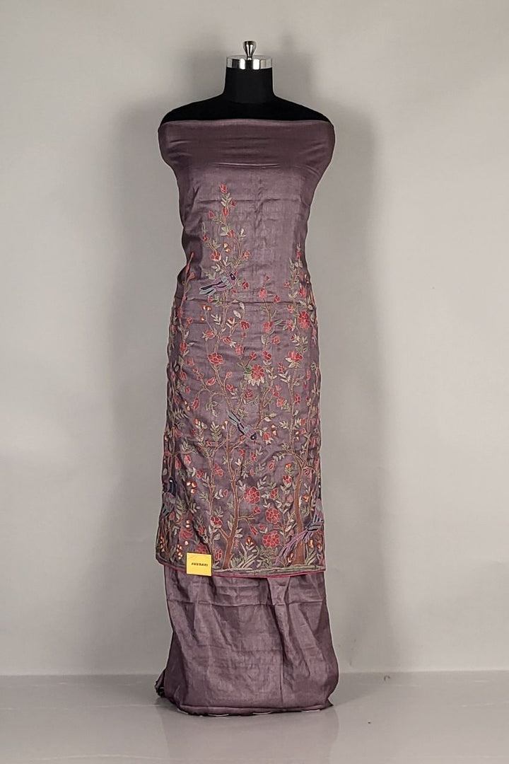 Unstitched Dress Material in Tussar Silk