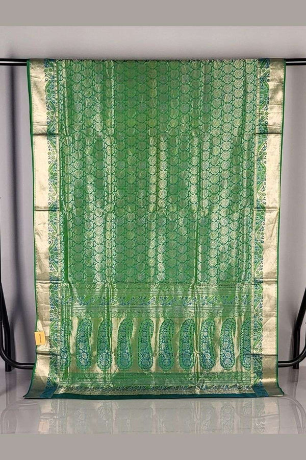 Uppada Saree in Embossed Silk – Green Colour