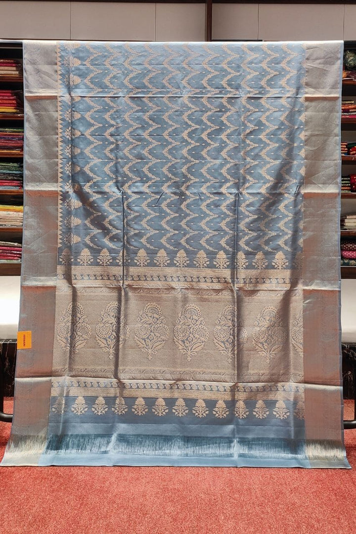 Uppada Silk Saree In Grey With Zari Woven