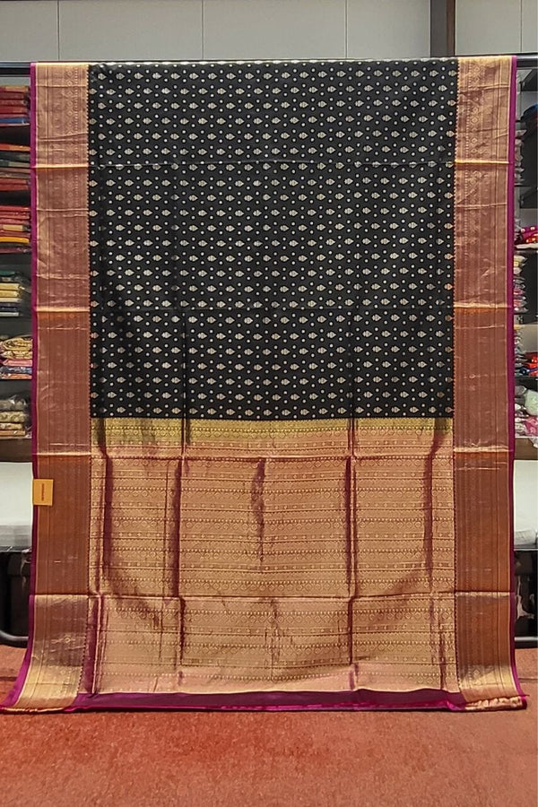 Uppada Silk Saree With Booti Work In Black