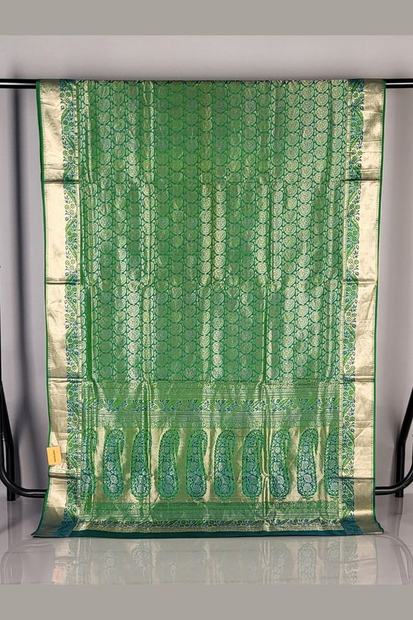 Uppada Saree in Embossed Silk – Green Colour