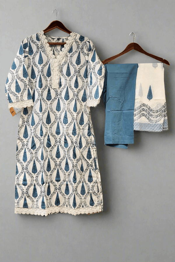 V Neck Salwar Suit in Cotton for Summer Wear