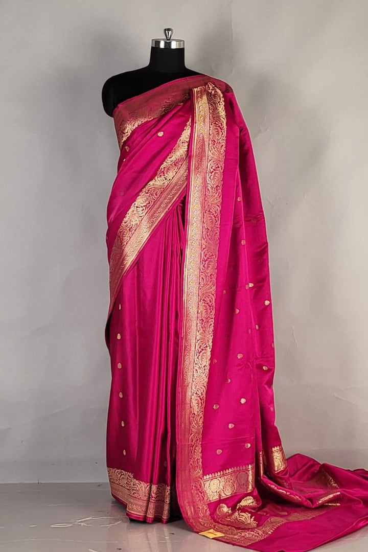 Wedding Saree in Katan Silk with Small Booti