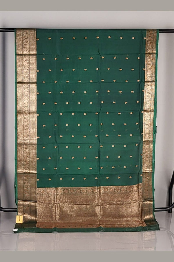 Woven Organza Saree in Green for Party Wear