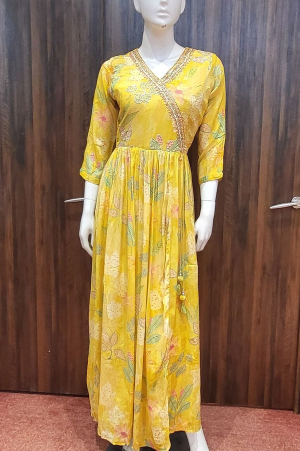 Yellow Gown In Angrakha Style