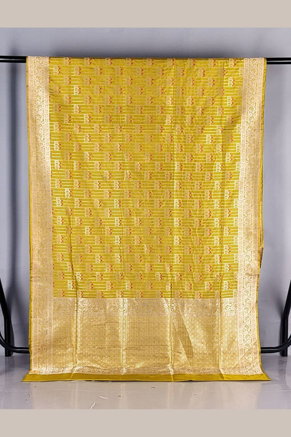 Yellow Katan Silk Saree for Wedding Haldi Look