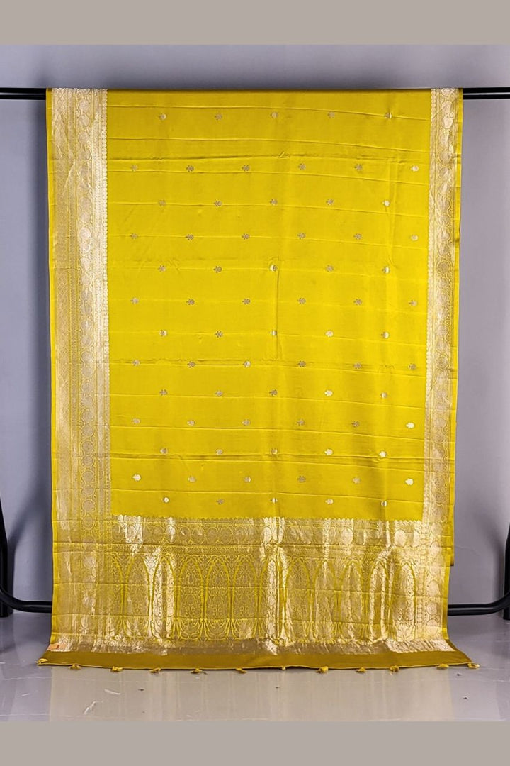 Yellow Saree for Haldi Ceremony in Katan Silk
