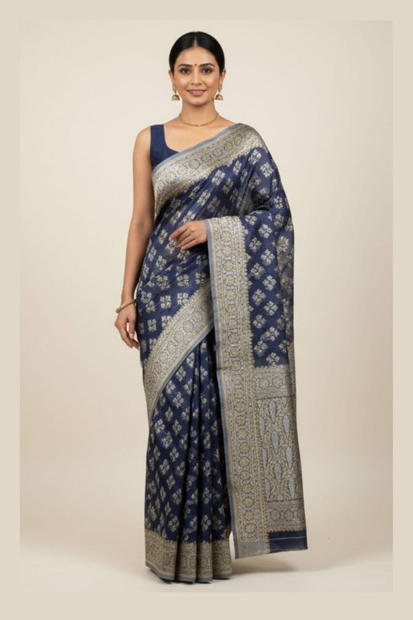 Grey Chanderi Saree with Resham Woven