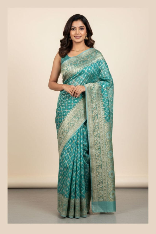 Green Chanderi Saree with Resham Woven