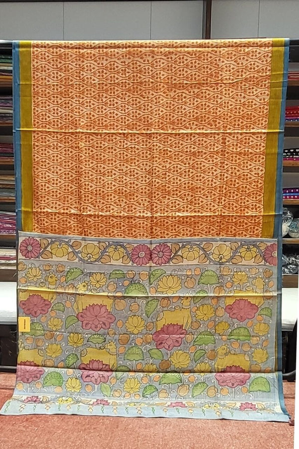 Tussar Kalamkari Saree- Dual Border