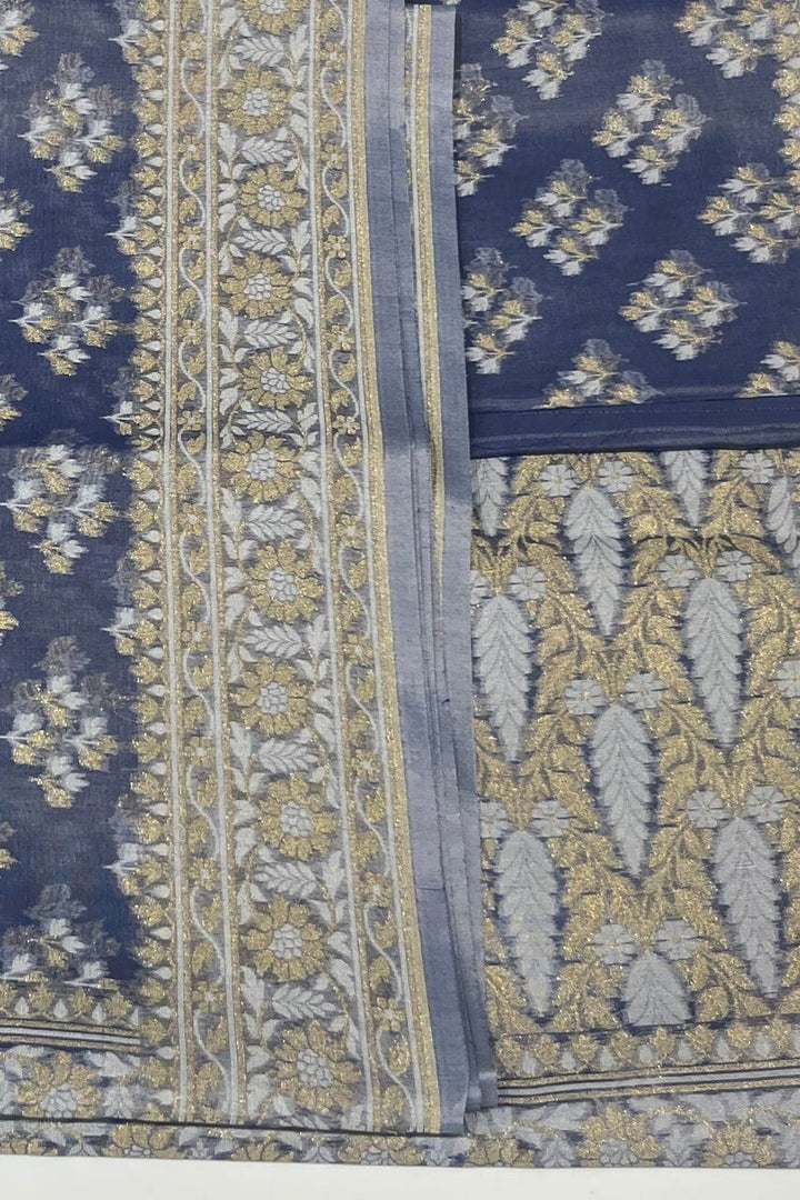 Grey Chanderi Saree with Resham Woven