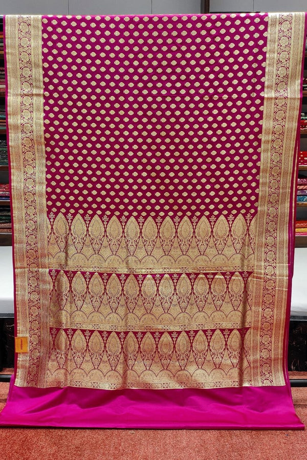 Pink Banarasi Silk Saree For Reception Look