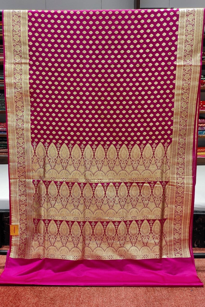Pink Banarasi Silk Saree For Reception Look