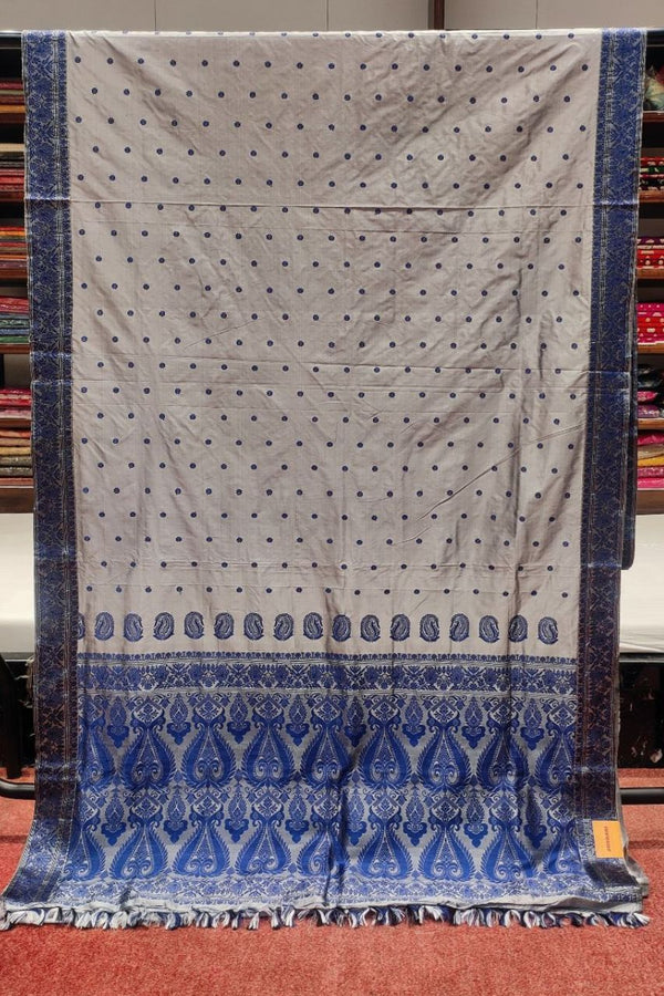 Pure Assam Silk Saree In Grey Color