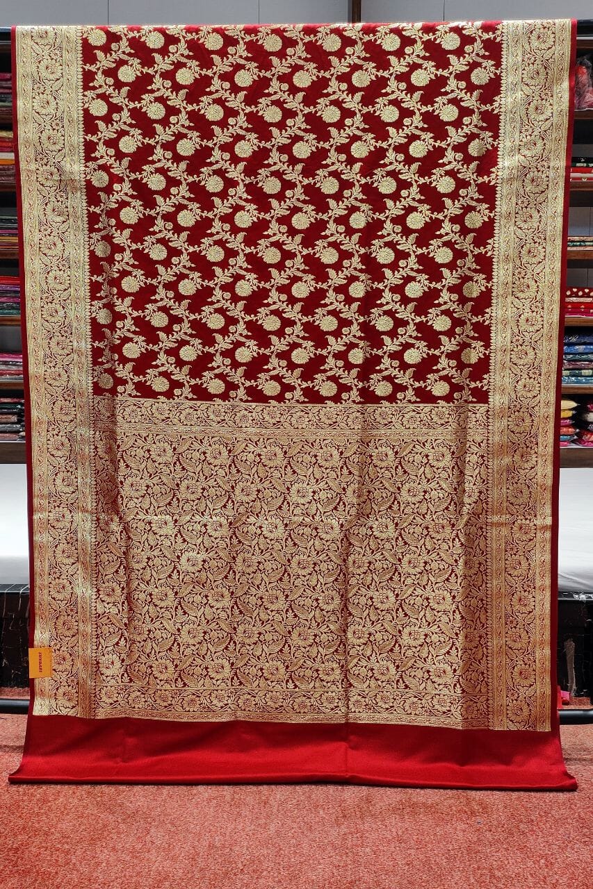 Banarasi Silk Saree In Maroon Color