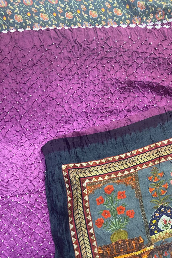 Bandhej Printed Pallu Saree In Gajji Silk 