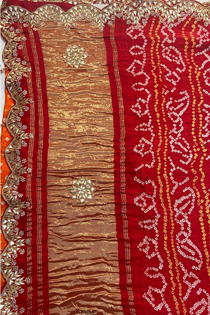 Bandhej Saree With Gota Patti Work