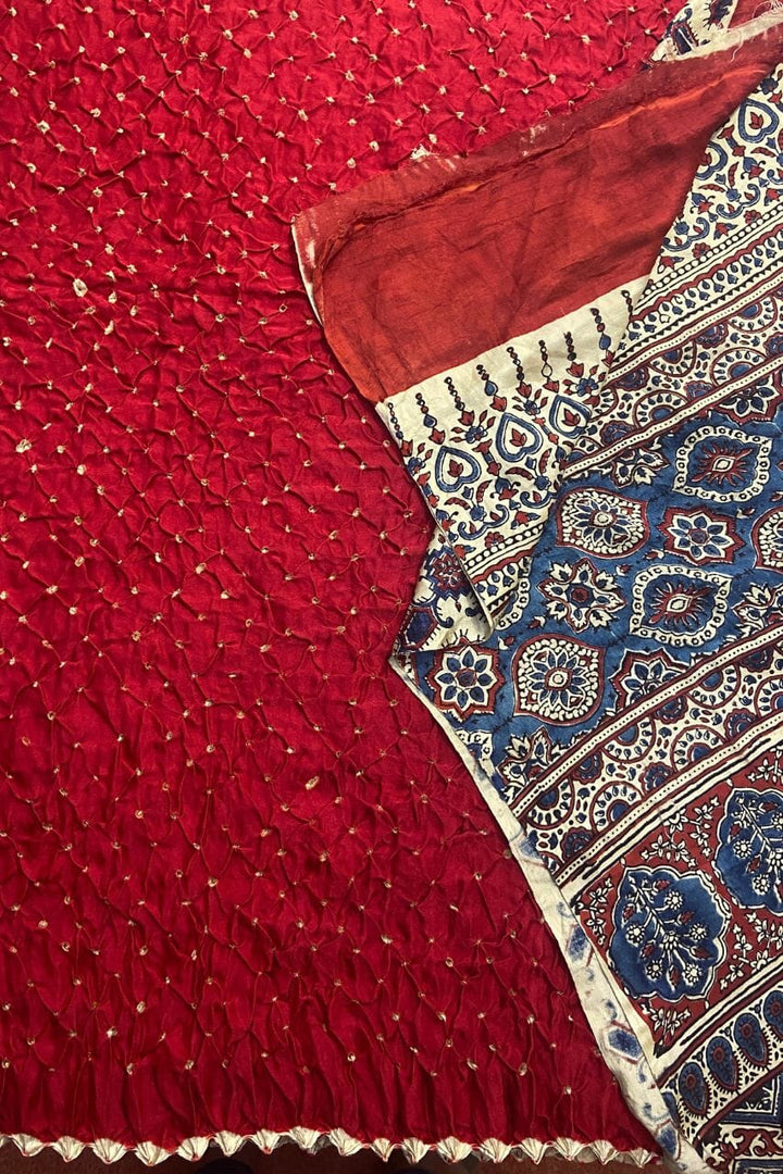 Bandhni Printed Saree In Gajji Silk