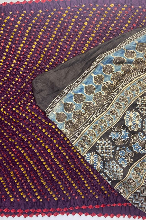 Bandhni Printed Saree In Purple Color