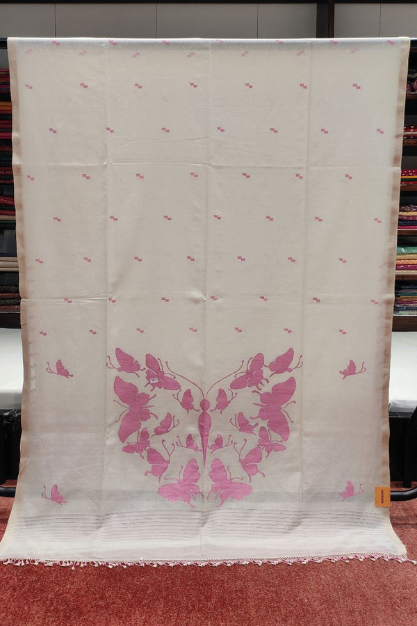 Bengal Handloom Cotton Saree In White Color