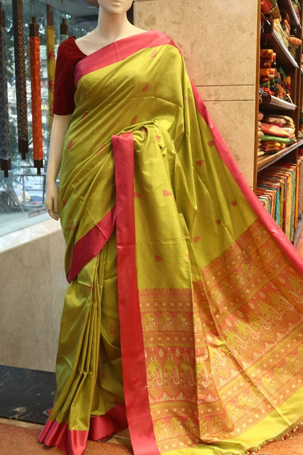 Bengal Handloom Saree In Green Color
