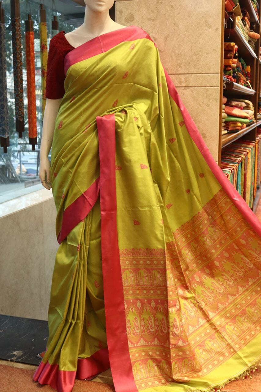 Bengal Handloom Saree In Green Color