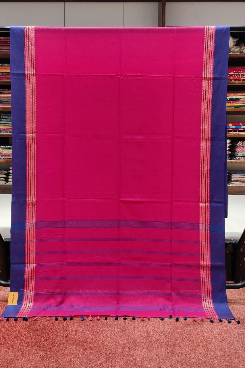 Bengal Handloom Saree In Rani Pink Color