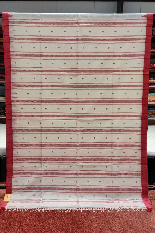 Bengal Handloom Saree With Thread Work Striped