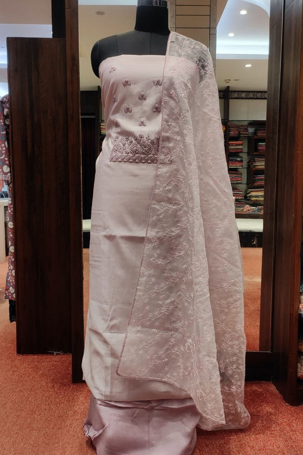 Chanderi Silk Suit Piece With Embroidered Dupatta