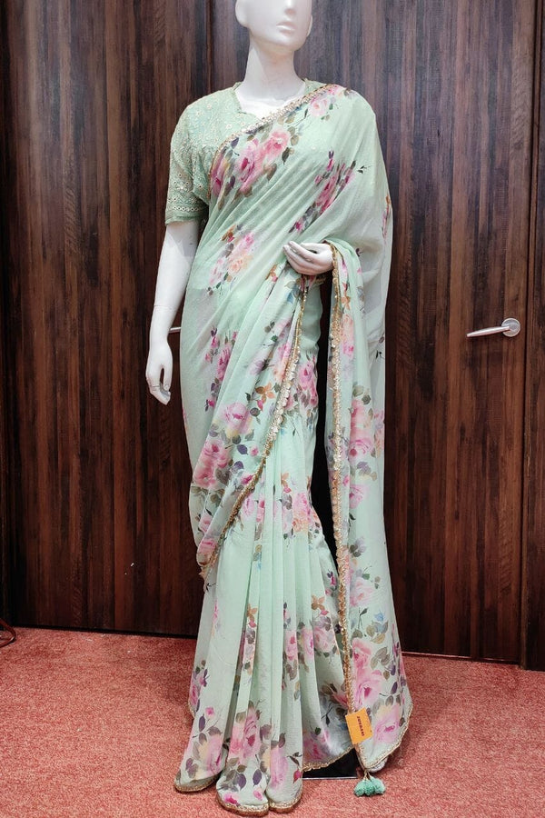 Chiffon Saree With Ready-Made Blouse
