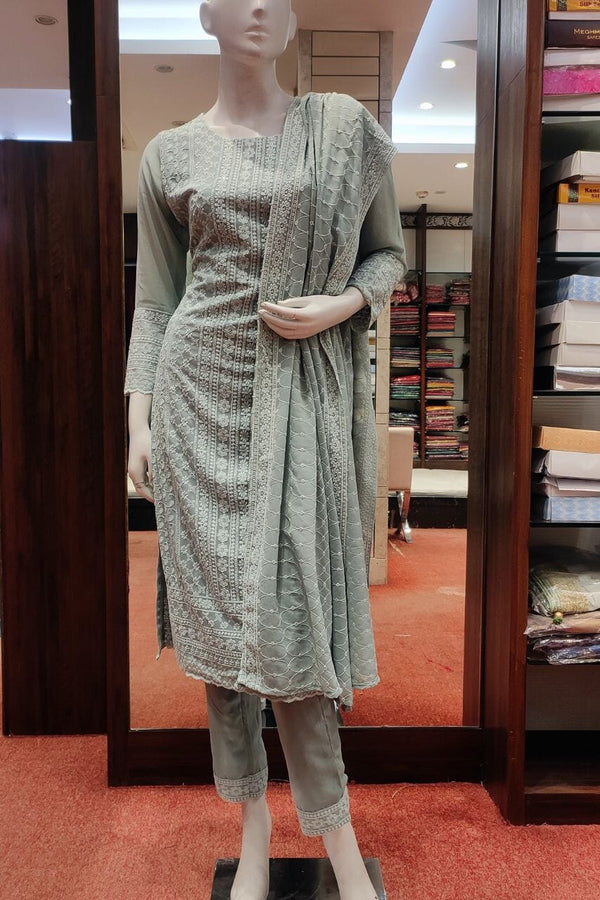 Chikankari Salwar Suit Set With Dupatta
