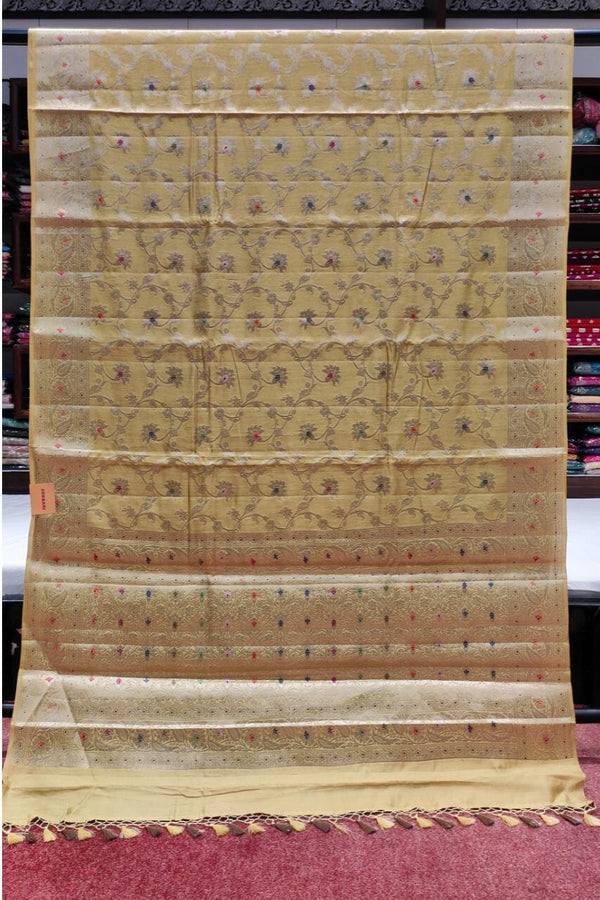 Chiniya Silk Saree With Floral Minakari Jaal