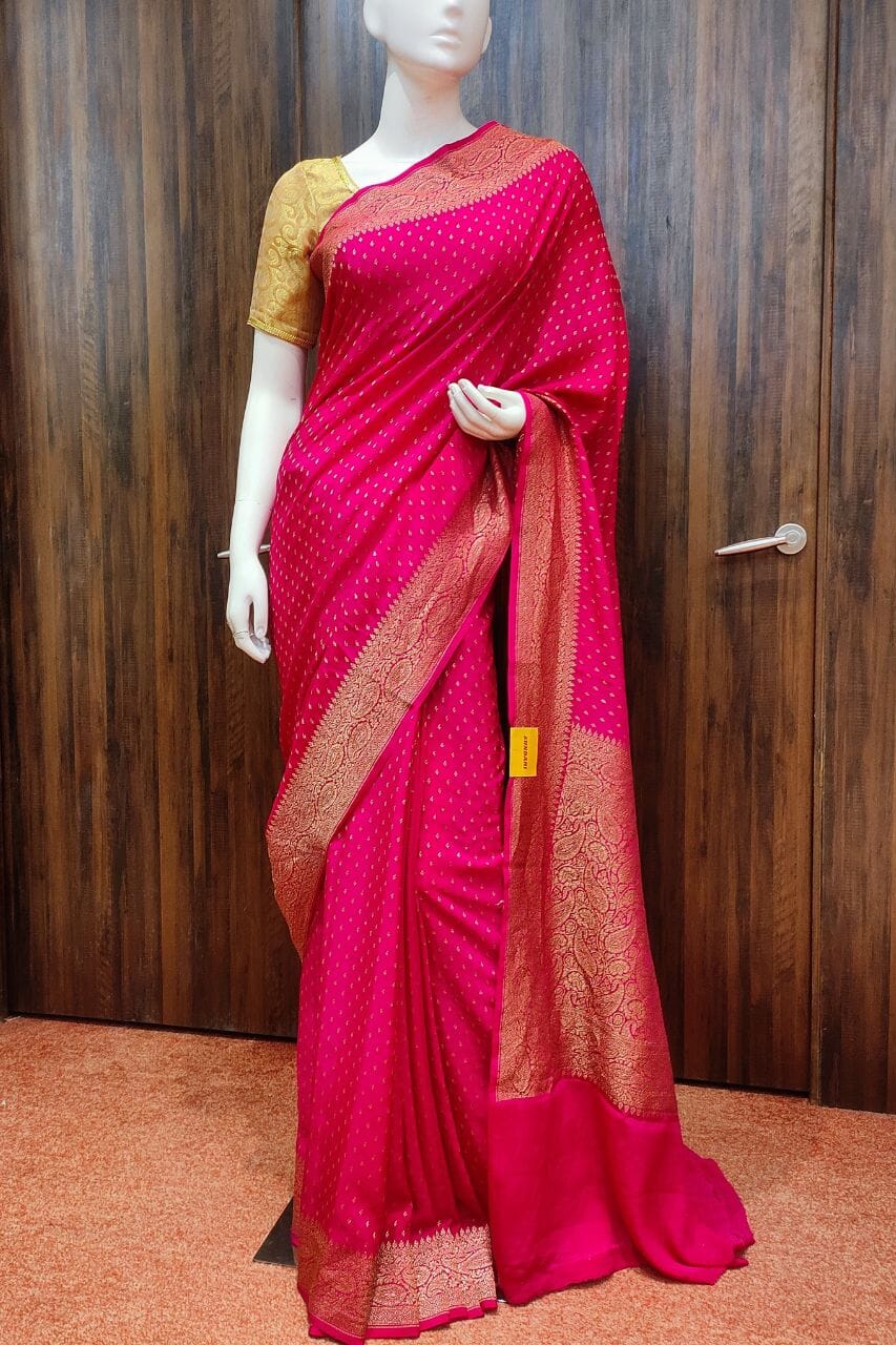Crepe Khaddi Saree With Booti Woven