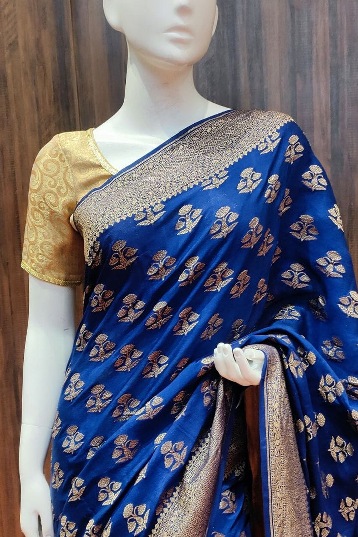 Crepe Silk Saree With Zari Weaving