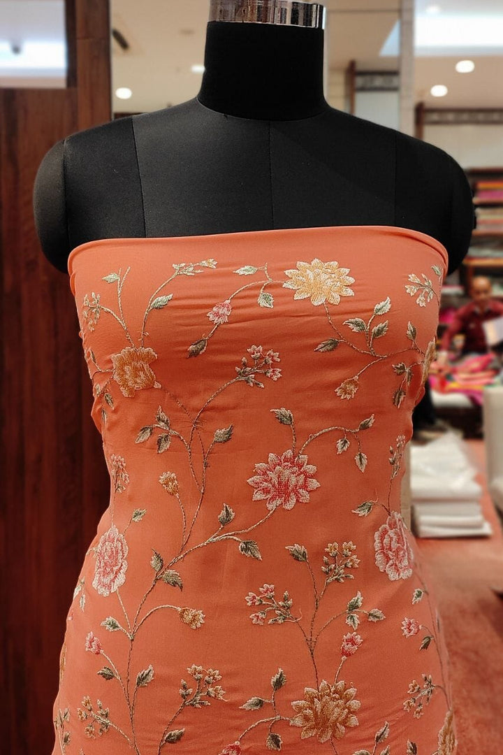 Crepe Silk Suit Piece With Embroidery