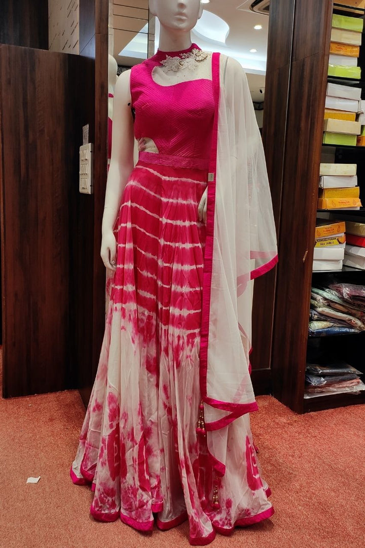 Designer Gown With Shibori Printed 