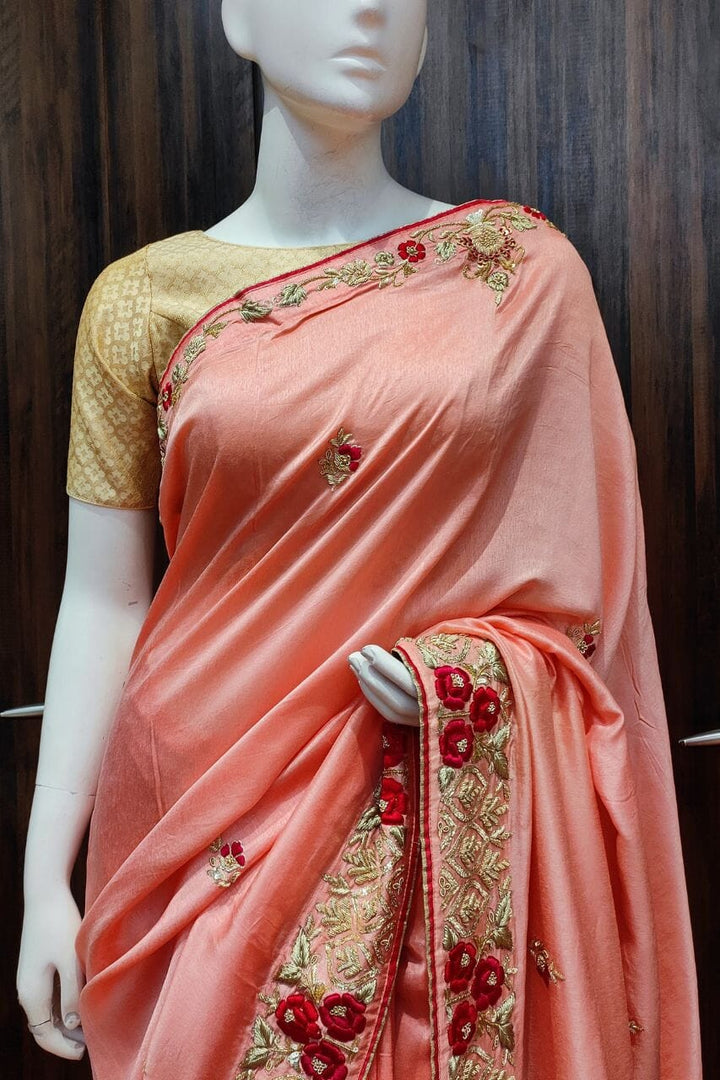 Dola Silk Saree With Floral Zari 
