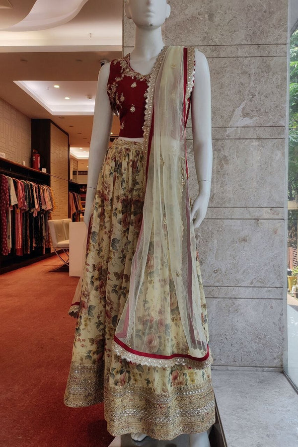 Fancy Lehenga Set With Gota Patti Top