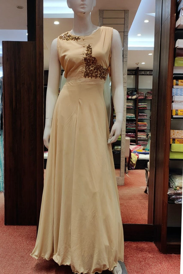 Georgette Gown In Beige Color