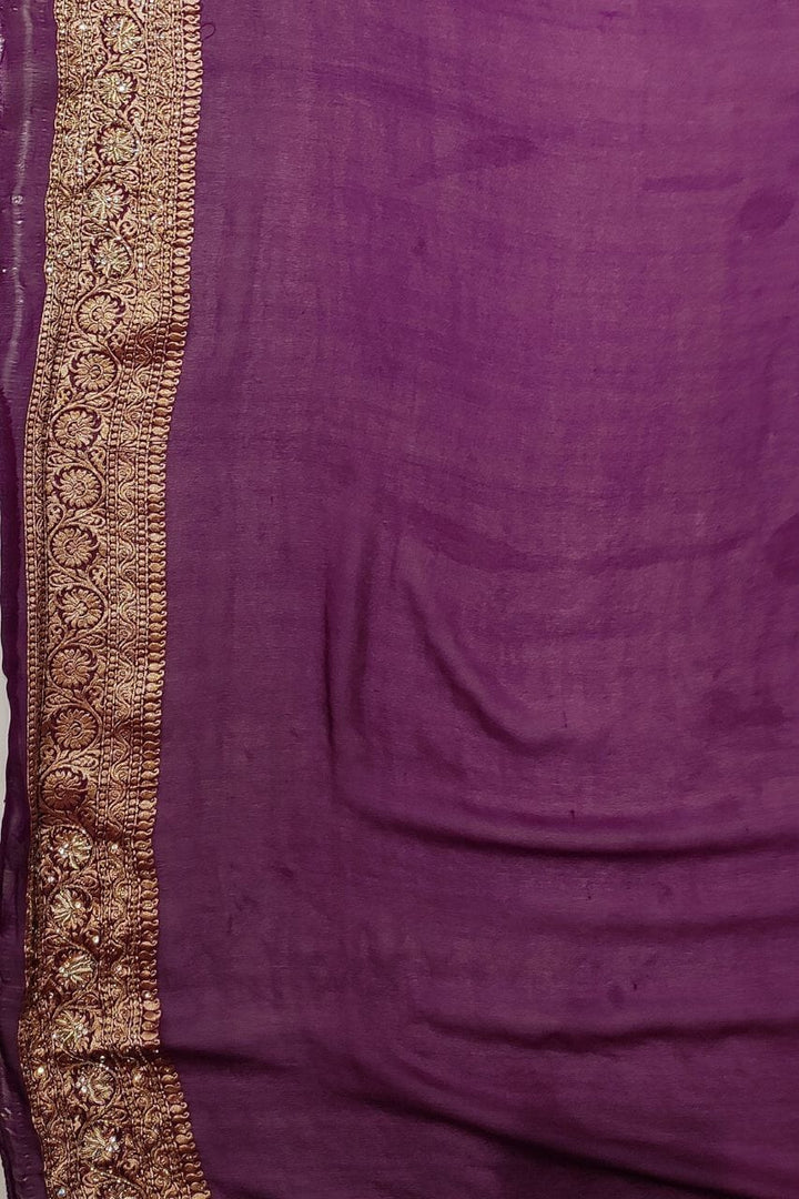 Georgette Khaddi Saree With Zardosi 