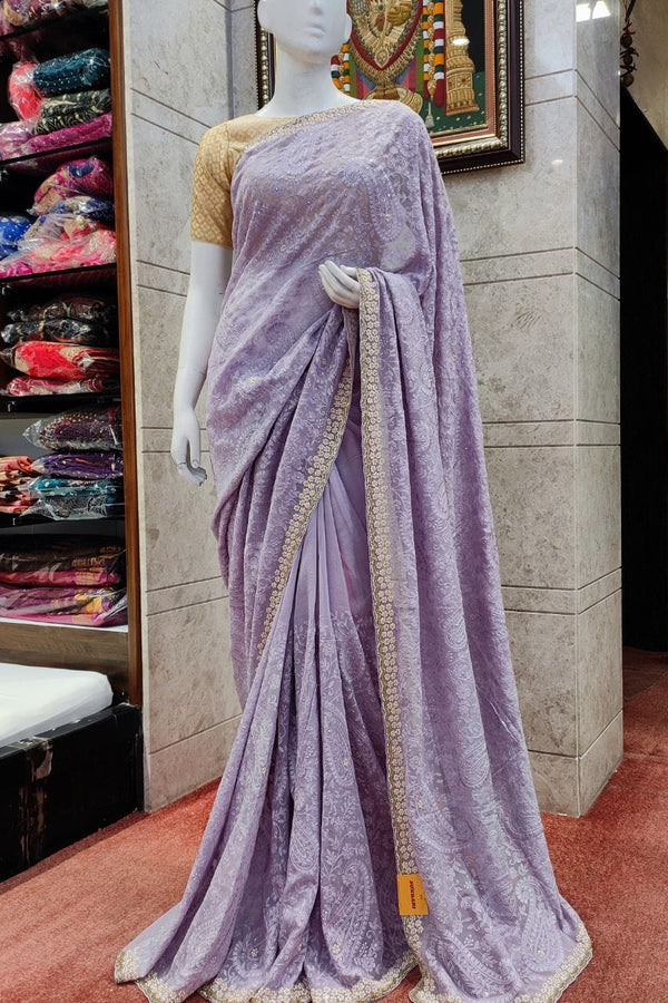 Georgette Saree With Self Thread Work