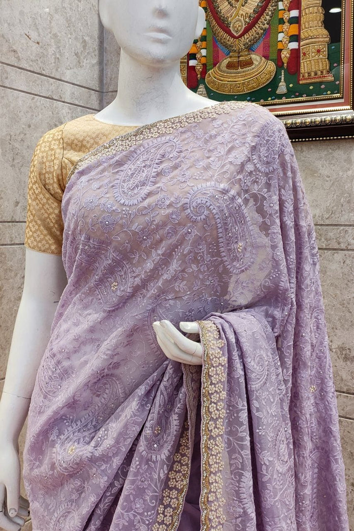 Georgette Saree With Thread Work