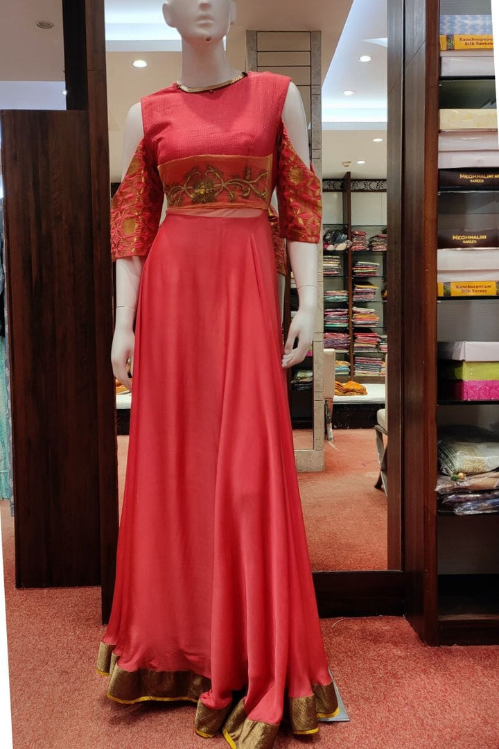 Gown With Cold-Shoulder Sleeves