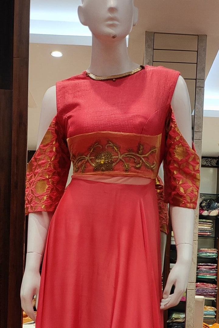 Gown With Cold-Shoulder Sleeves